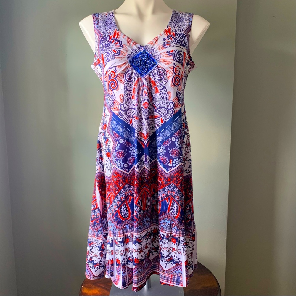Printed Lightweight Sleeveless V-neck Summer Dress